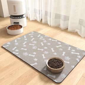 MontVoo Pet Feeding Mat-Absorbent Dog Food Mat-Dog Mat for Food and Water-No Stains Quick Dry Dog Water Dispenser Mat-Pet Supplies-Dog Placemat Dog Water Bowl for Messy Drinkers 12InchX19Inch Grey