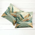 thumbnail image 3 of Ambesonne Lake Throw Pillow Cover Pack of 2, Pastel Rising Mountains Art, 2 Pcs-26"x26", Seafoam Peach and Amber, 3 of 5