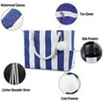 thumbnail image 3 of Extra Large Beach Bags Totes Women Waterproof Sandproof Big Tote Bag Zipper Inner Pockets Rope Handle Canvas with Zip Closure Swim Pool Gym Picnic Travel Weekend Accessorie Striped Blue Handbag Gifts, 3 of 6