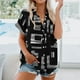 thumbnail image 1 of Fiudx Liquidación de Ofertas Flash Blusa Casual de Solapa para Mujer con Estampado de Manga Corta y Botones, 1 of 7
