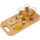 thumbnail image 1 of Bandeja de chupitos de tequila hecha a mano, sin vasos, color madera nudosa, soporte rectangular de bambú para vasos de chupito, bandeja para servir vino, 1 of 6