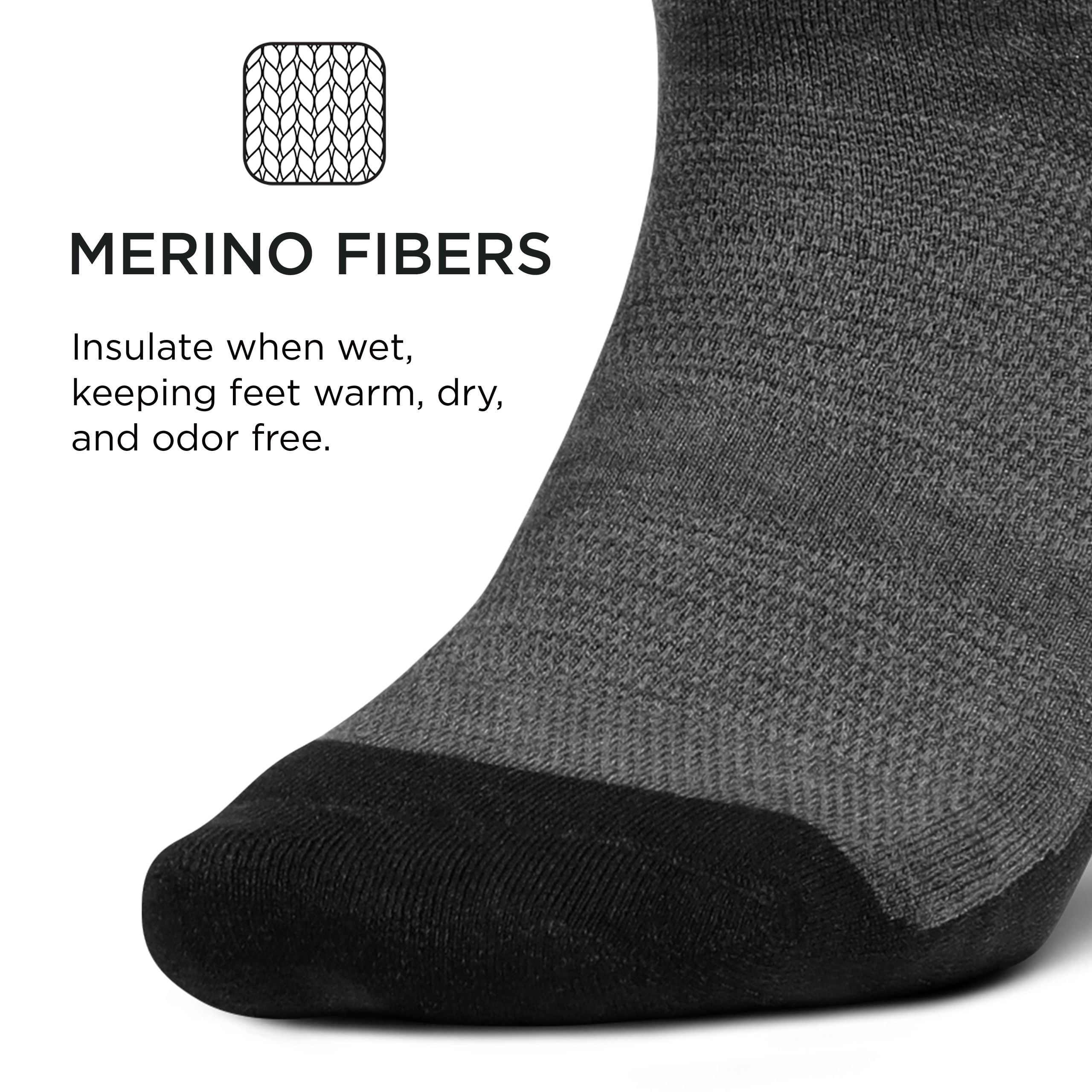 Feetures Merino 10 Ultra Light Cushion No Show Tab Ankle Socks - Wool Socks for Women & Men - Gray, XL (1 Pair)