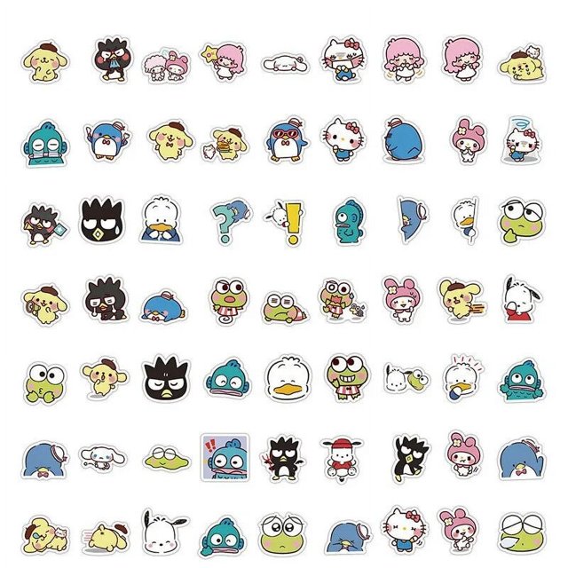 Sanrio-pegatina de Anime de dibujos animados, tarjeta de grafiti bonita, portátil, Manual, taza, caja de regalo decorativa, pegatina, regalo de cumpleaños y Navidad, 60/120 Uds.
