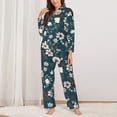 thumbnail image 2 of Pajamas for Women Set - vintage floral Comfy Long Sleeve Button Up Pajama Sets for Women 2 Piece, Soft Sleepwear Nightwear Pjs Lounge Sets for Women with Pockets, 2 of 6
