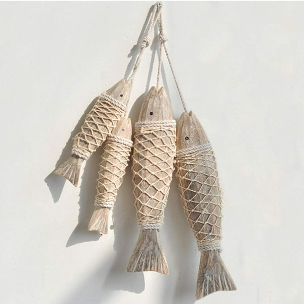 Rustic Wood Fish Décor Hanging Nautical Wall Decor, Wooden