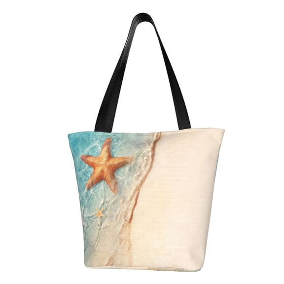 Honeii Starfish On The Sand Beach Print Women Top Handle Satchel Handbags,Fashion Handbag,Messenger Tote Bag Purse for Women,Shoulder Bag Handbag for Travel, Work