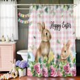thumbnail image 5 of Shower Curtain for Bathroom Easter Rabbit Pink Buffalo Plaid Waterproof Bath Curtains Shower Curtains with Hooks,Spring Rose Flower Leaves Bathroom Curtain Privacy Drapes for Bathtubs Toilet 72x72in, 5 of 9