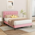thumbnail image 2 of Alazyhome Full Size Modern Velvet Platform Bed with Storage Box, Pink, 2 of 6
