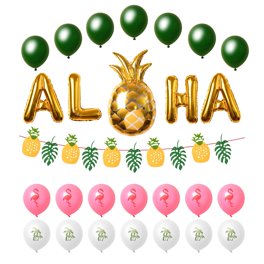 Lot De 60 Décorations De Fête Tropicales Hawaïennes - Pour Anniversaire, Plage, Piscine - Assiettes, Accessoires Luau