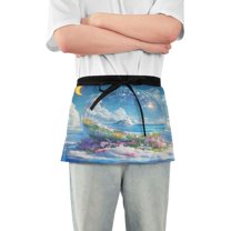 Yayeee Waist Apron with Pockets for Cooking Waterproof Half Server Aprons, Crystal Ocean
