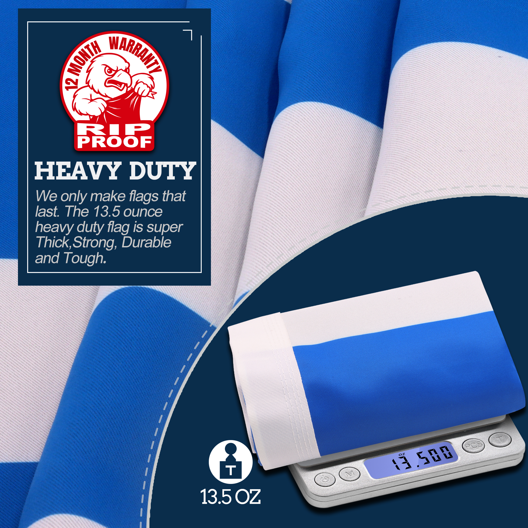 Anley Rip-Proof Technology Double Sided 3-Ply Greece Flag 3X5 Ft - Greek National Flags 300D Polyester