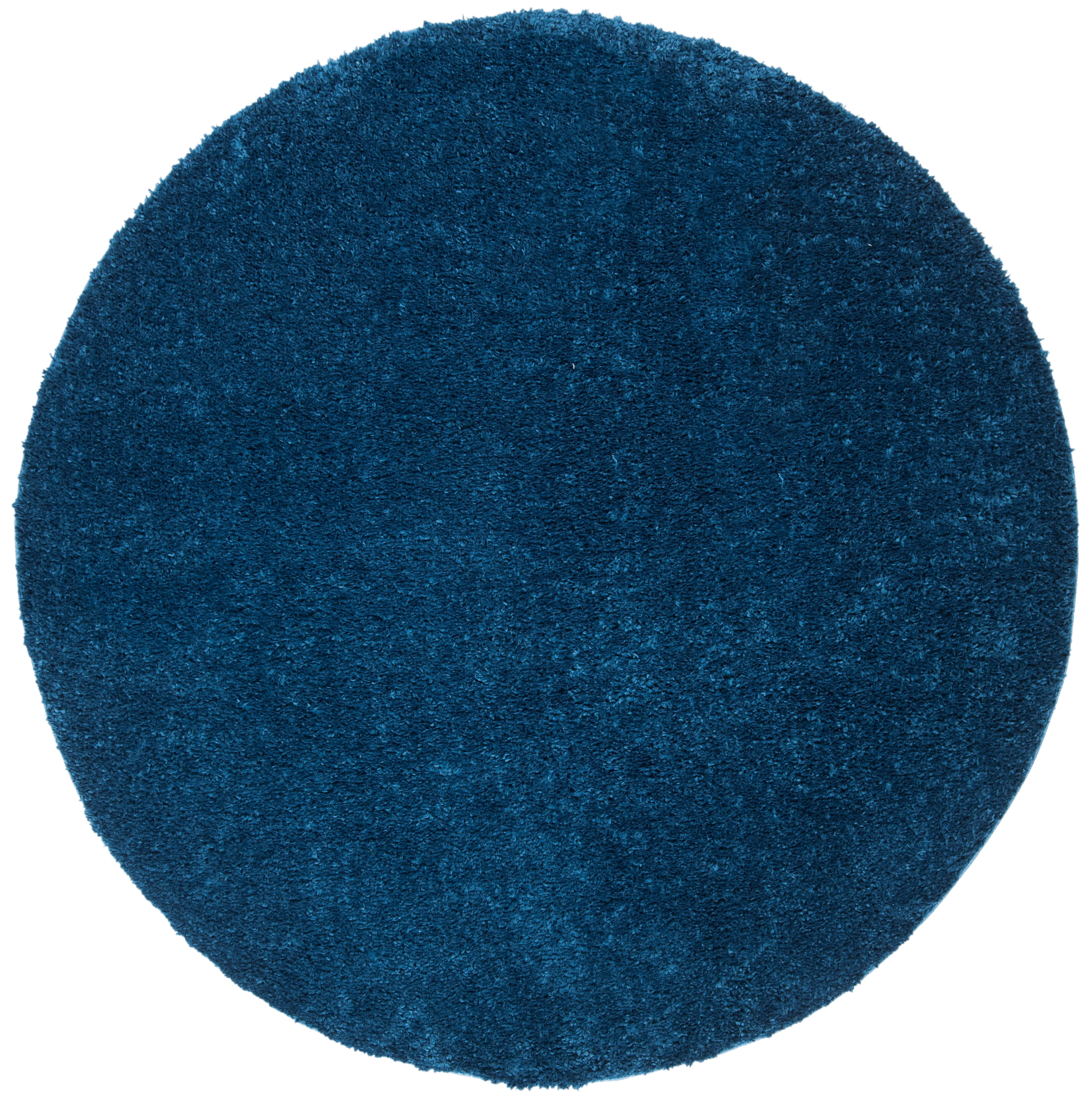 SAFAVIEH August Carlene Solid Plush Shag Area Rug, Navy, 11' x 11' Round - Large - Modern Design, Navy, Non-Shedding & Easy Cleaning, Ultra Plush Thick Pile, Ideal for Living Room, Bedroom