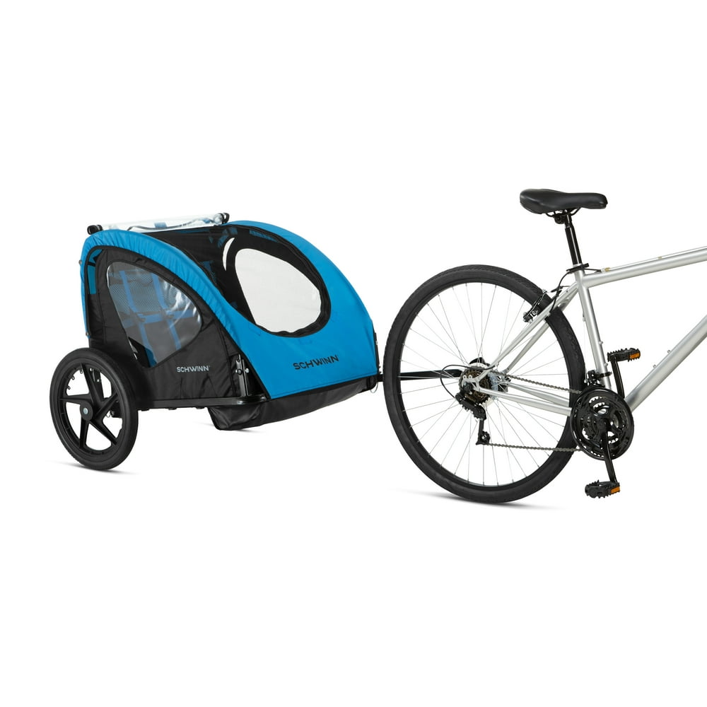 Schwinn Shuttle foldable bike trailer, 2 passengers, blue / black
