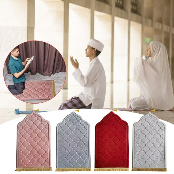 Prayer Mat 1PC,Foldable Flannel Carpet with Non-Slip Backing for Home, Office & Travel Use(Gray)