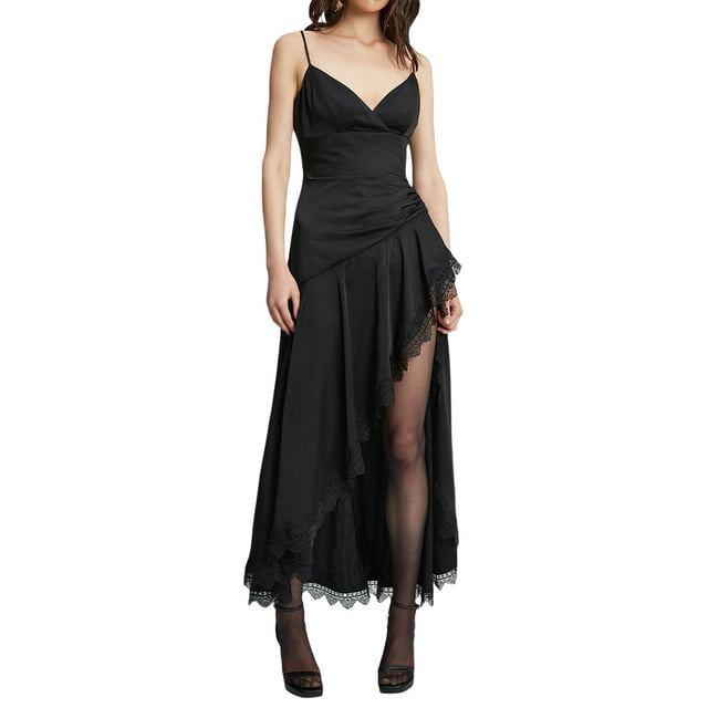 FAROOT Femmes Robe de Glissement, Sans Manches V-Cou Dentelle Garniture Robe d'Été Fente Robe Longue