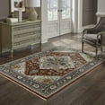 thumbnail image 3 of HomeRoots Beige Grey Gold Green And Rust Oriental Power Loom Stain Resistant Area Rug, 3 of 10
