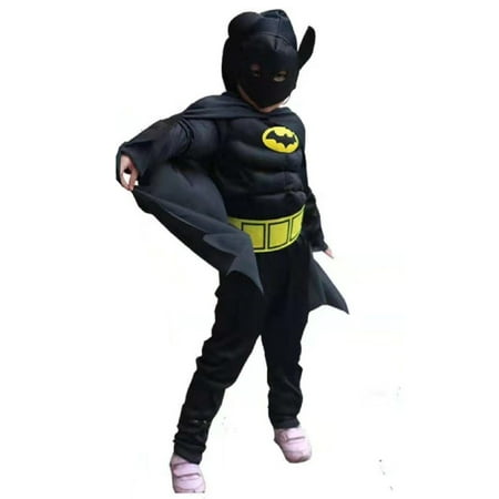 Wenchoice Black Batman Muscle Halloween Costume Big Kids