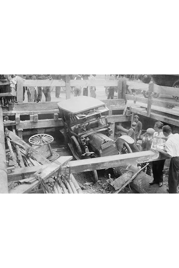 Taxicab Falls into New York's 7th Avenue Subway Excavation-Fine art canvas print (20" x 30")