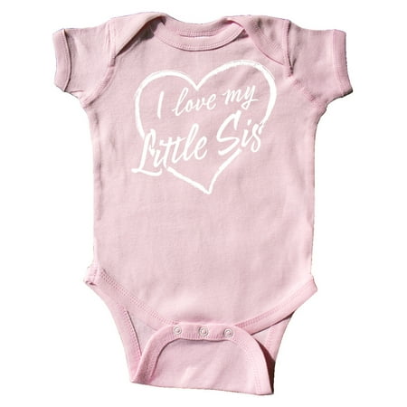 

Inktastic I Love My Little Sis in White Chalk Heart Gift Baby Boy or Baby Girl Bodysuit