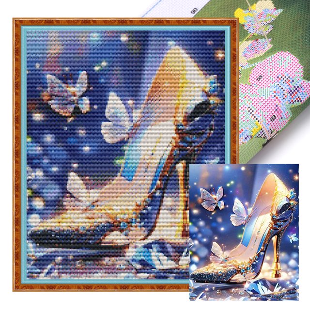 Hilo Algodón Bordado 11CT Mariposa Tacones Altos Punto Cruz 40x50cm