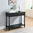 thumbnail image 2 of JESONVID Solid Wood Console Table with 2 Drawers, 2-Tier 35.4" X 30" Accent Sofa Table with Multilayer Storage Shelf Rustic Hall Entryway Tables for Living Room Home Office-Black, 2 of 8