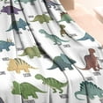 thumbnail image 3 of White Cartoon Dinosaurs Names Pattern Blanket,Comfortable Soft Flannel Throw Blanket,All Season,Warm Lightweight Blankets for Sofa Bed Couch Living Room Chair,30"x40", 3 of 4