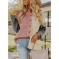 thumbnail image 3 of Asyoly Womens Color Block Corduroy Shirt Jacket Long Sleeve Button Down Casual Shacket Jacket Oversized Lapel Coats Outwear Loose Tops, 3 of 6