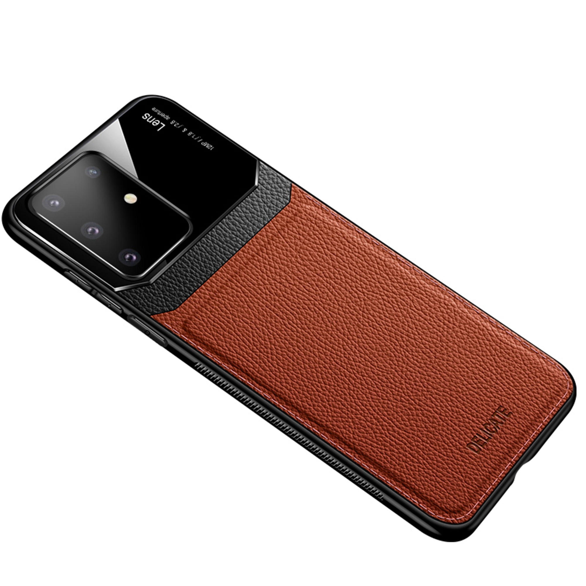 Dteck Slim Fit Case For Samsung Galaxy S20 Ultra, Slim Faux Leather Phone Cover [Support Wireless Charging][Camera Protection] Protective Case For Samsung Galaxy S20 Ultra 5G (2020), Brown