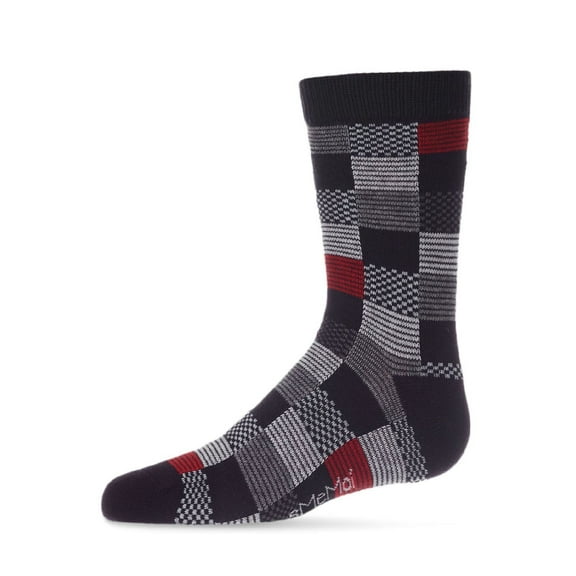MeMoi Checkerboard Cotton Blend Crew Sock - Boys - Male, 9-11, Black