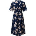 thumbnail image 4 of Cuteduck Women's summer casual plus-size Bohemian-style swing wrap dress with floral prints, V-neck and cinched waist, flowing and elegant mid-length dress 1X-5X, 4 of 7