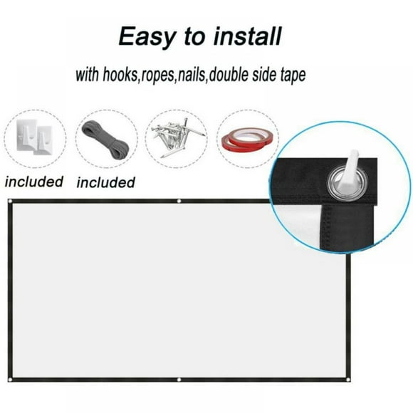 Écran de Projecteur Portable 60-150 Pouces 16 9 HD Pliable Écran de Cinéma Extérieur Intérieur Gaming Bureau Home Cinéma Écran de Projecteur