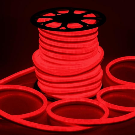 Outdoor Rope Lighting DELight 150 FT 110V Red Flexible LED Neon Rope Light Indoor Outdoor Holiday Valentines Party Decoration Lighting ()