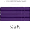 thumbnail image 4 of CGK Linens Extra Soft Pillowcases Set of 4 - King Size Hotel Luxury Breathable & Cozy 4-Piece Pillow Covers, Purple, 4 of 7