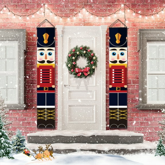 Nutcracker Christmas Decorations - 6ft Nutcracker Banner - Life Size Soldier Model Nutcracker Porch Logo - Christmas Decoration Banner for Indoor & Outdoor, Home, Wall, Front Door, Apartment Party