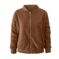 thumbnail image 3 of XWSHYW Jackets for Women Fashion Solid Color Long Sleeve Coat Leisure Loose Fit Zip-Up Outerwear Jackets Fall Savings Clearance, 3 of 6