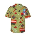 thumbnail image 3 of Balery Cartoon Fire Truck Print Men's Hawaiian Shirts Short Sleeve Beach Shirt Relaxed Fit Vacation Button Down Shirts-XX-Large, 3 of 9