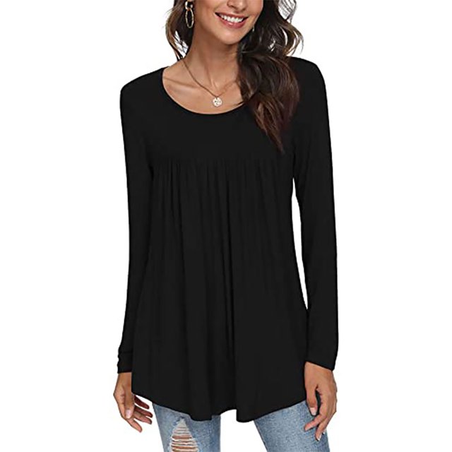 Blusa suelta para mujer, blusa de manga larga para mujer Blusa de manga larga para mujer Blusa de manga larga para mujer Color puro Uso conveniente