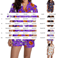 thumbnail image 3 of Women Halloween 2 Piece Pajama Sets, Button Down Short Sleeve Sleepwear, Ghost Pumpkin Print Shirts and Shorts, 3 of 4