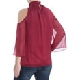 thumbnail image 3 of RACHEL ZOE Womens Burgundy Cold Shoulder Long Sleeve Turtle Neck Top XS, 3 of 3