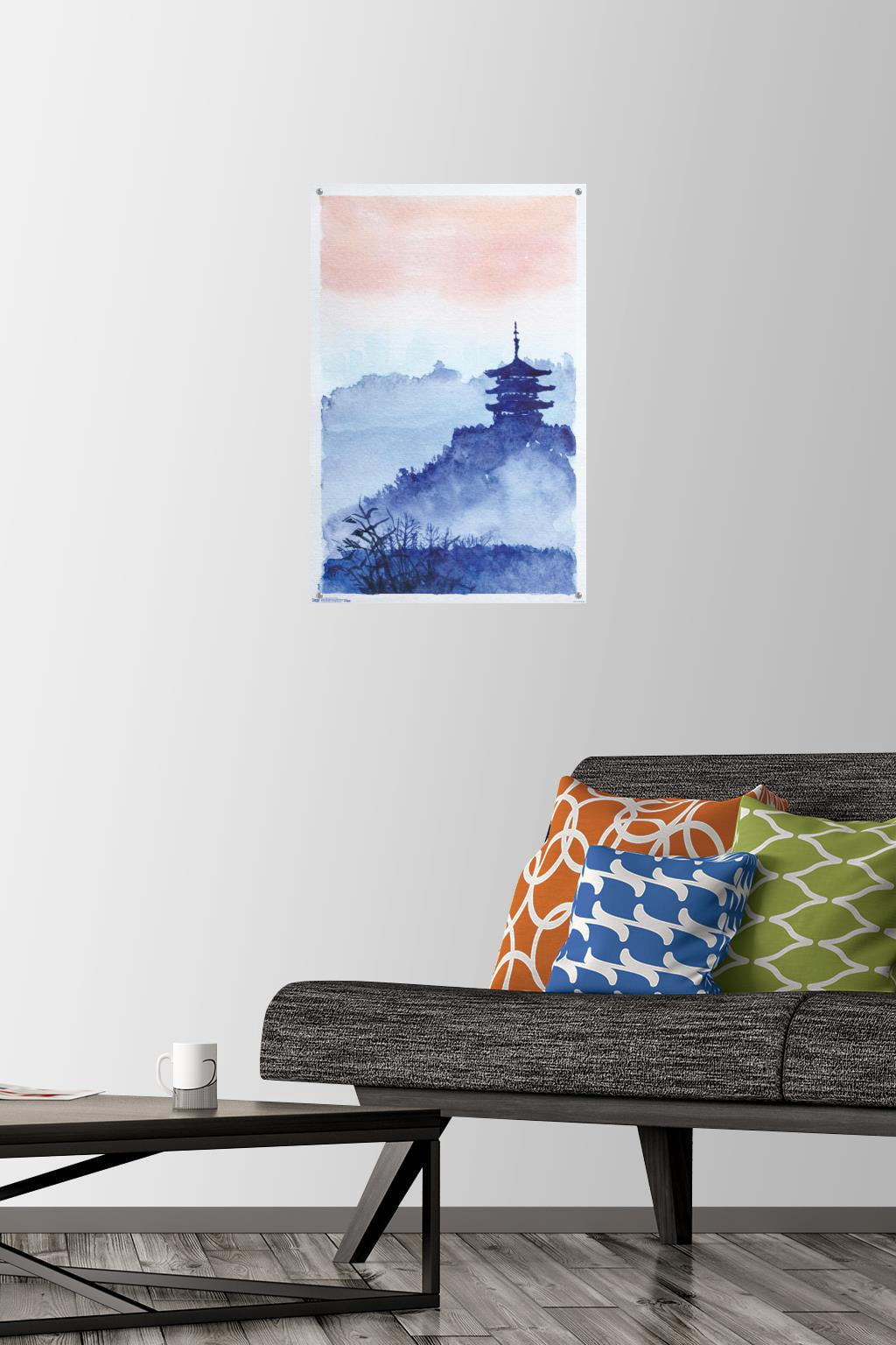 Temple Forest and Dawn Wall Poster with Push Pins, 14.725" x 22.375"