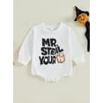 thumbnail image 2 of Suealasg Newborn Baby Boys Girls Halloween Sweatshirt Romper Long Sleeve Letter Print Bodysuit 3 6 12 18 Months Infant Halloween One Piece Clothes, 2 of 7