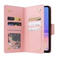thumbnail image 3 of Allytech Samsung Galaxy A05 Wallet Case with Zipper Pocket, Luxury PU Leather Flip Cover with Card Slots & Wrist Strap, Shockproof Kickstand Magnetic Buckle Protective Case for Women Men, Rosegold, 3 of 15