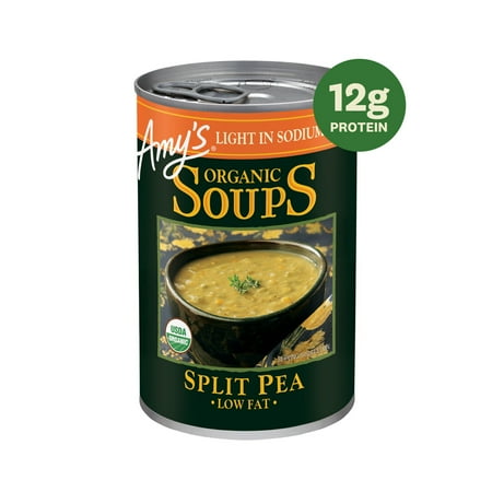 Amy’s Soup, Organic Light in Sodium Split Pea Soup, Made With Organic Vegetables, Canned Soup, 14.1 Oz