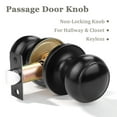 thumbnail image 2 of (3 Pack) knobelite Round Passage Door Knob(Non-Locking Knobs), Keyless Doorknobs Interior/Exterior Door Lockset,Passage Knobs for Hallway/Closet,Black Finish Modern Design Door Hardware, 2 of 6