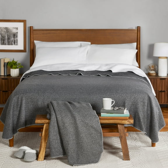 Mainstays Super Soft Greystone Fleece Bed Blanket, King 2 Pcs