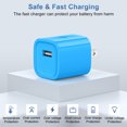 thumbnail image 3 of USB Charger Block, 2 Pack USB Wall Charger with 6FT Type C Charging Cable USB C Cable Phone Cables, Charging Block Phone Charger Android Charger, Fast Charging Type C Power Adapter USB Brick, Blue, 3 of 9