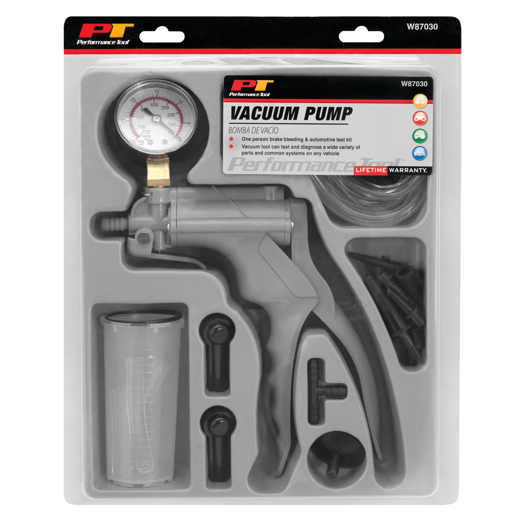 Performance Tool W87030 Hand Vacuum Pump Kit for Brake Bleeding and Automotive Vacuum Testing