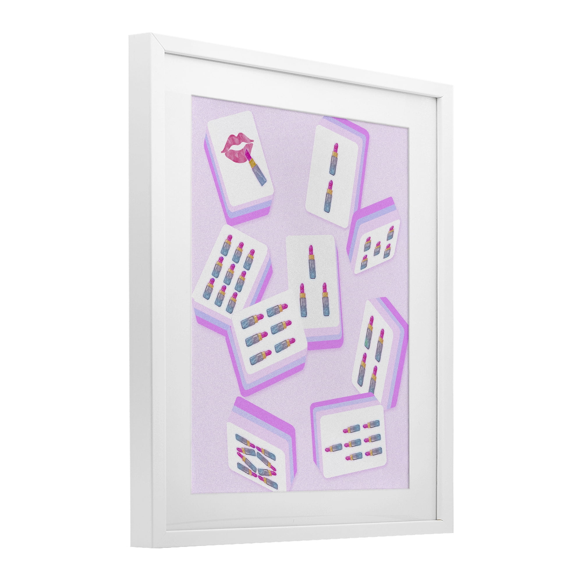 Stupell Industries Glam Lipstick Mahjong Tiles White Framed Print Under Glass, design by Ziwei Li
