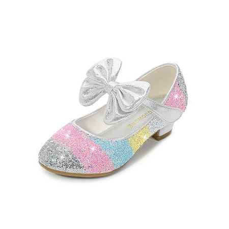 

Difumos Girls Soft Magic Tape Pumps Lightweight Low Top Mary Jane Wedding Comfort Chunky Nonslip Dress Sandals