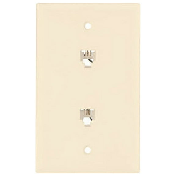 Cooper 3546-4LA Light Almond Dual Four Wire Telephone Jack Wall Plate